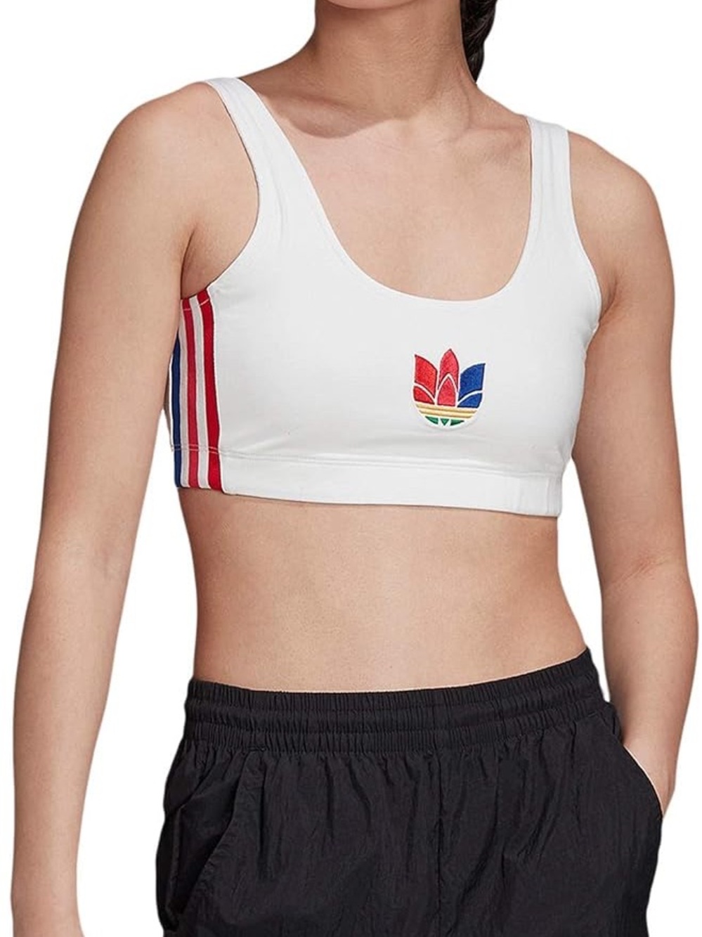 adidas Originals Adicolor 3D Trefoil Bra Top in White sz S